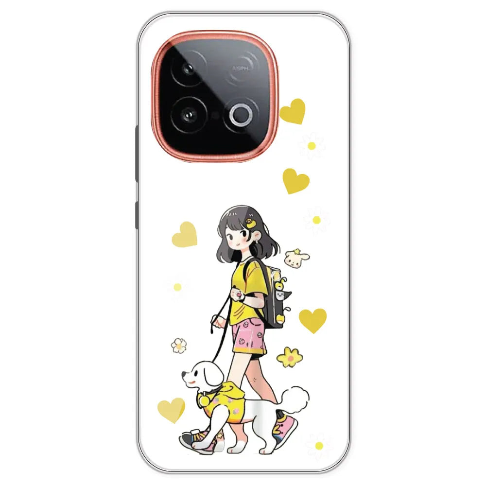 Yellow Girl And Dog - Clear Printed Silicone Case For IQOO Neo 10