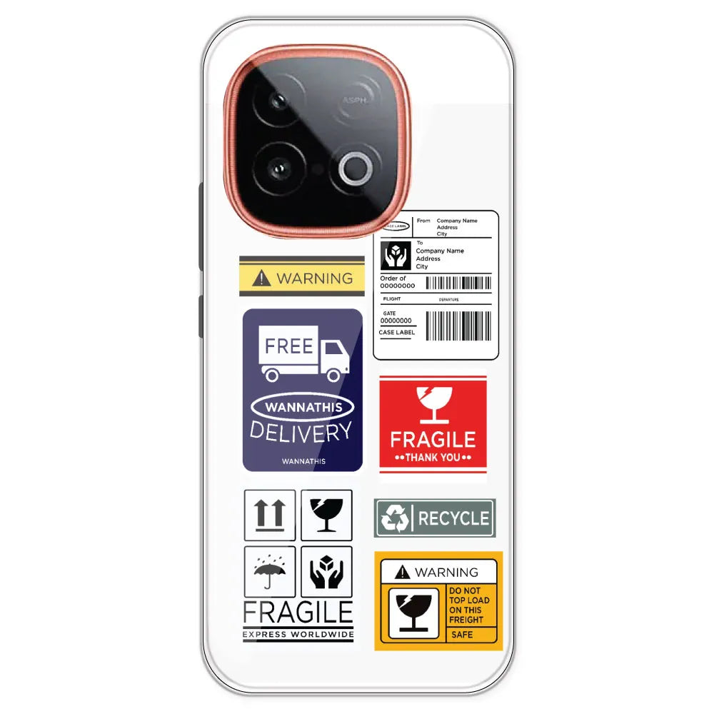 Caution Labels - Clear Printed Silicone Case For IQOO Neo 10