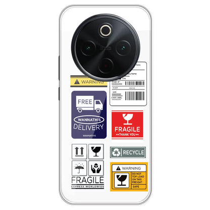 Caution Labels - Clear Printed Silicone Case For IQOO Z10