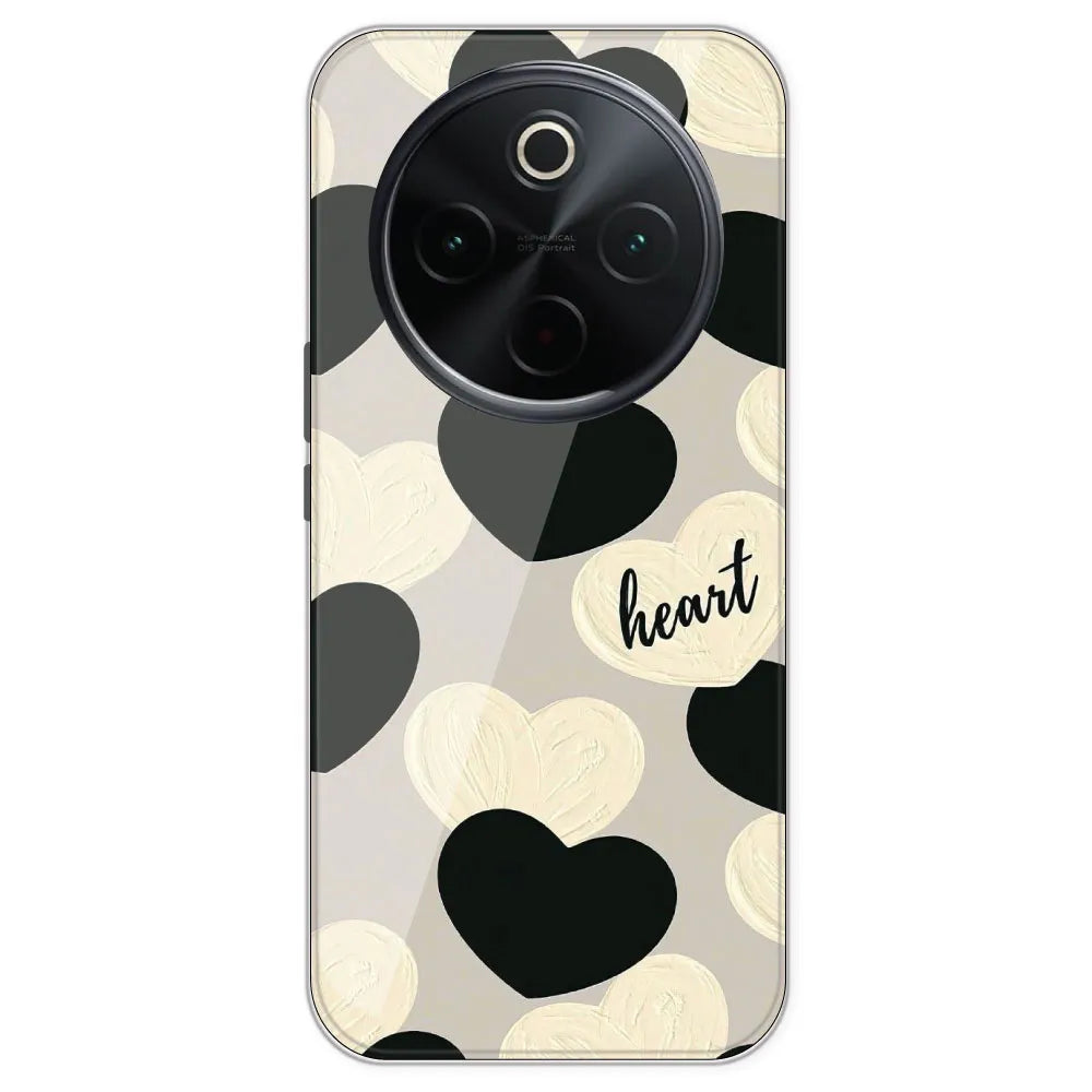 Black And White Heart - Printed Silicone Case For IQOO Z10