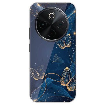 Blue With Gold Butterflies - Printed Silicone Case For IQOO Z10