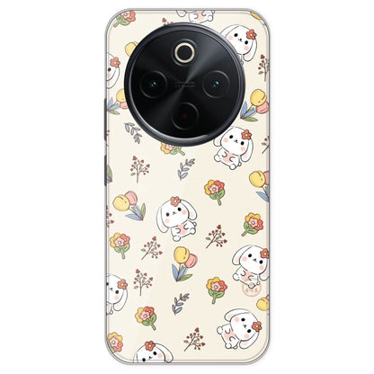 Cute Bunny And Flowers- Printed Silicone Case For IQOO Z10