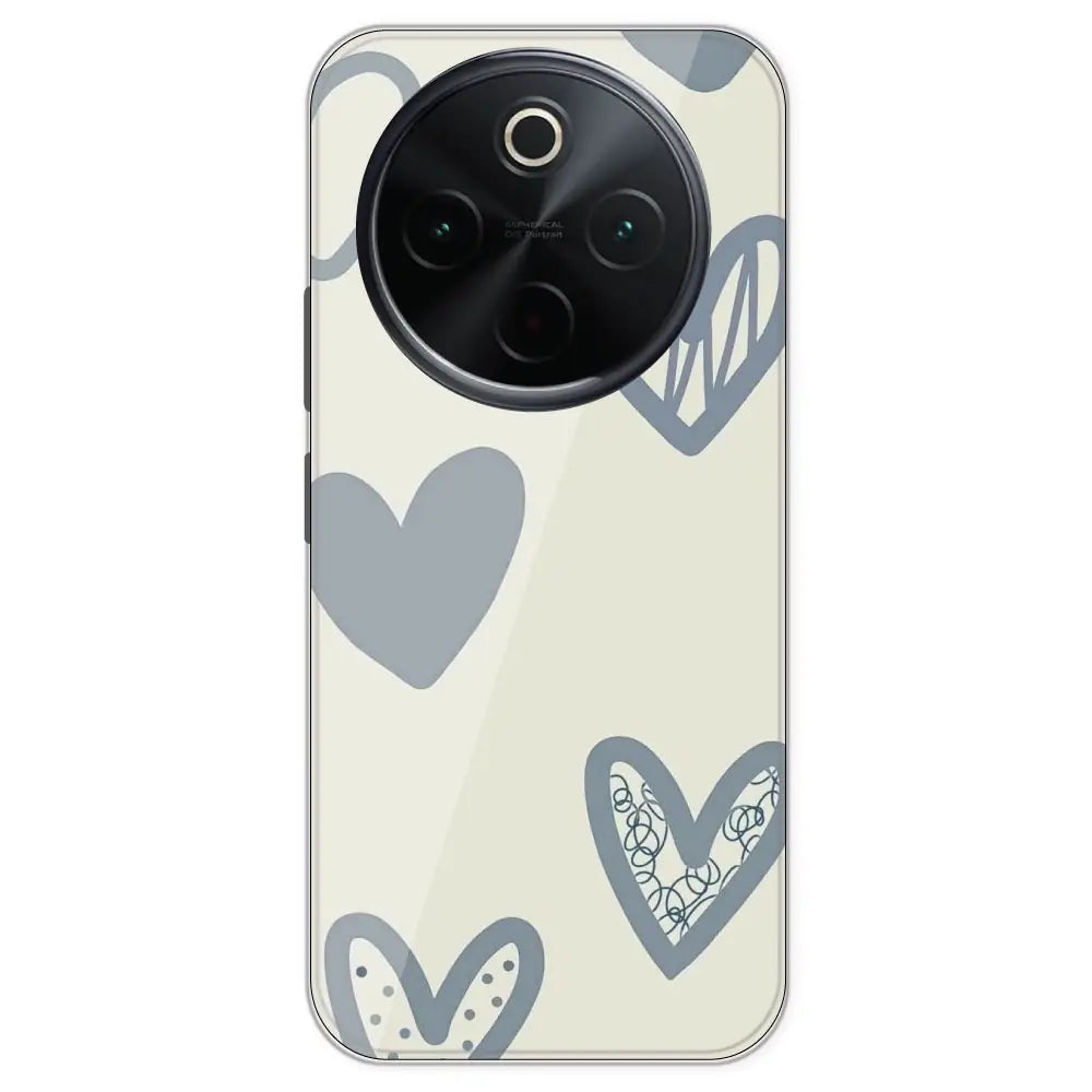 Light Blue Hearts - Printed Silicone Case For IQOO Z10