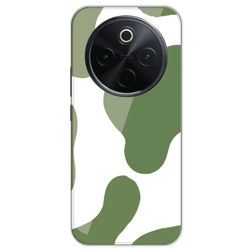 Olive Green Cow Print - Clear Printed Silicone Case For IQOO Z10