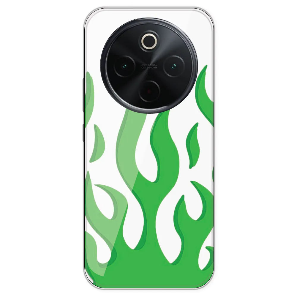 Green Flames - Clear Printed Silicone Case For IQOO Z10