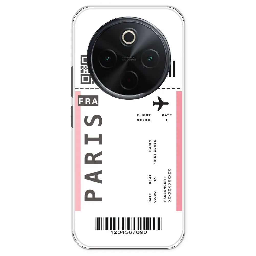 Paris Ticket - Clear Printed Silicone Case For IQOO Z10