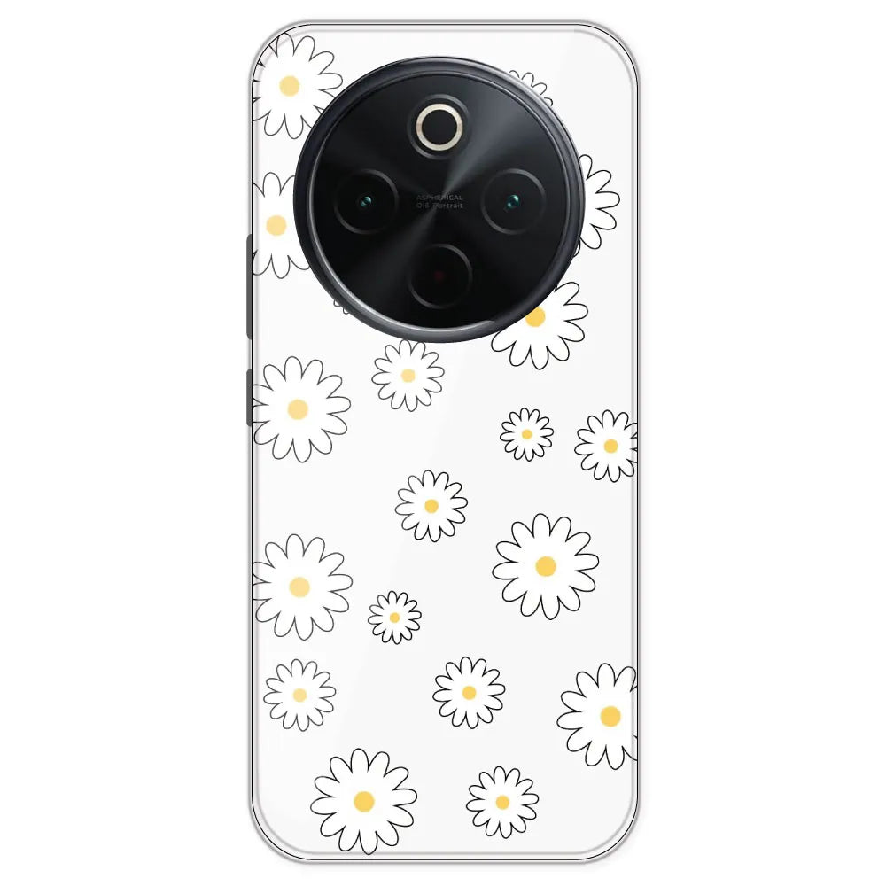 White Flowers - Clear Printed Silicone Case For IQOO Z10
