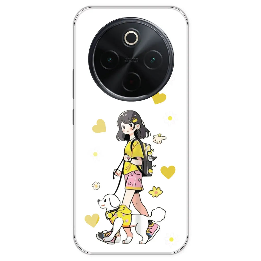 Yellow Girl And Dog - Clear Printed Silicone Case For IQOO Z10