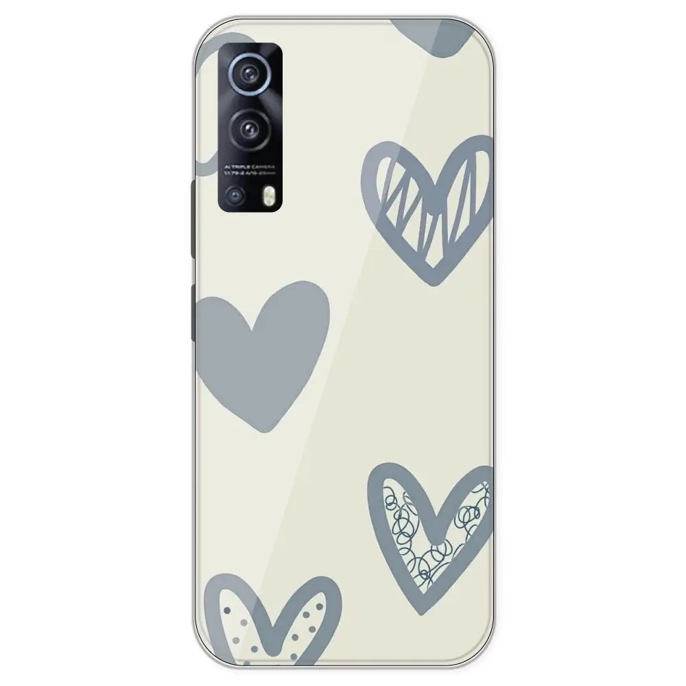 Light Blue Hearts - Printed Silicone Case For IQOO Z3