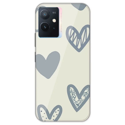 Light Blue Hearts - Printed Silicone Case For IQOO Z6