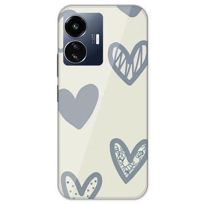 Light Blue Hearts - Printed Silicone Case For IQOO Z6 Lite