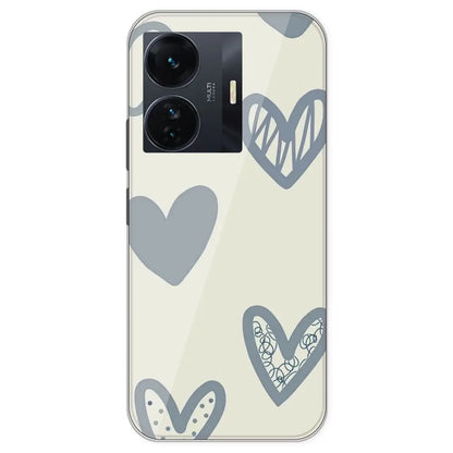 Light Blue Hearts - Printed Silicone Case For IQOO Z6 Pro
