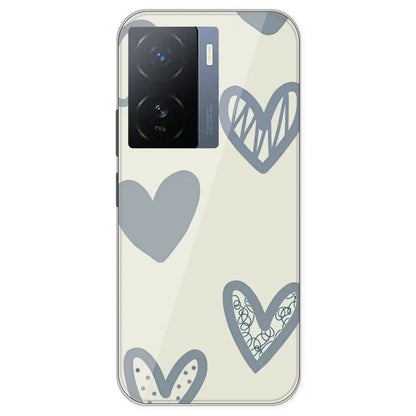 Light Blue Hearts - Printed Silicone Case For IQOO Z7