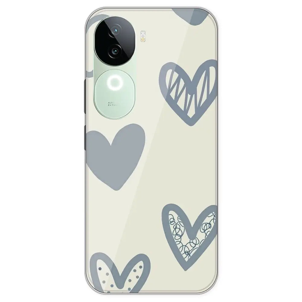 Light Blue Hearts - Printed Silicone Case For IQOO Z9S