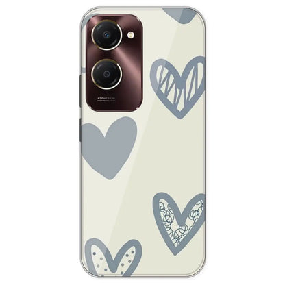 Light Blue Hearts - Printed Silicone Case For IQOO Z9S Lite