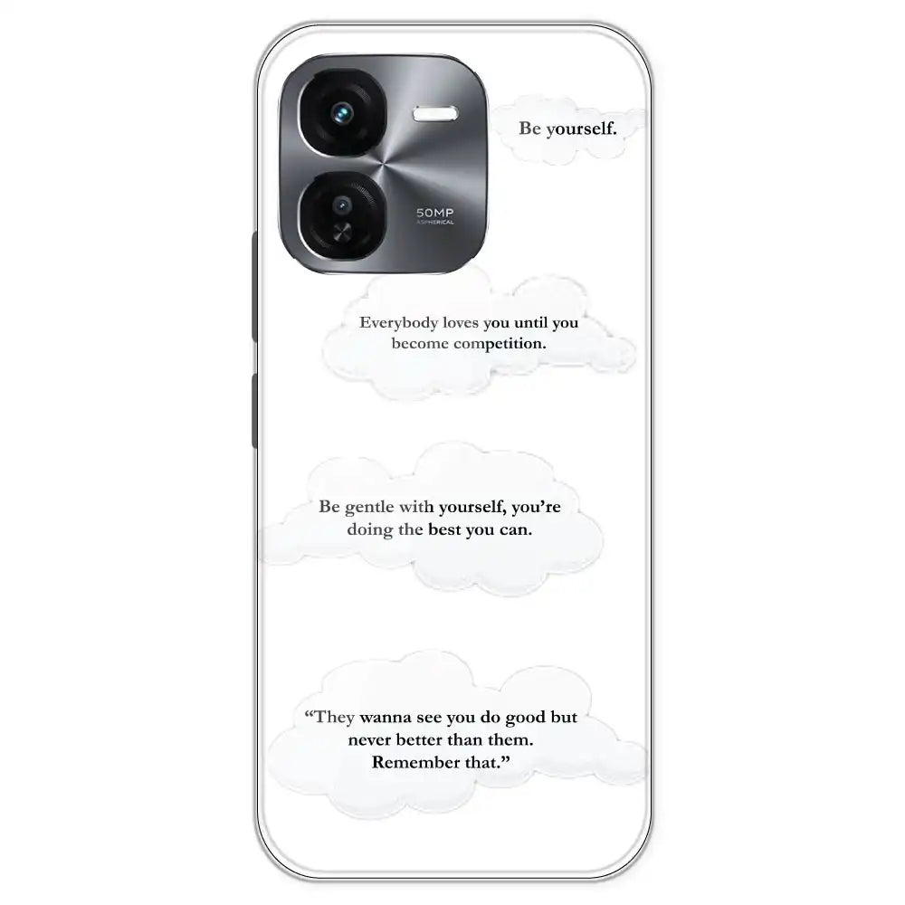 Quotes And Clouds - Clear Printed Silicone Case For iQOO Models