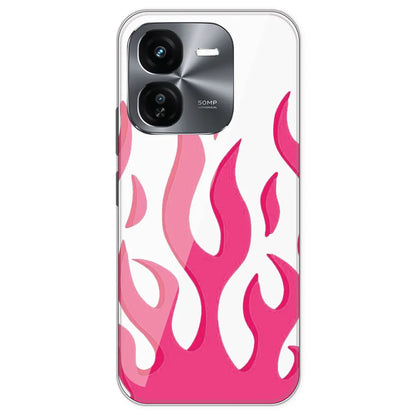Pink Flames - Clear Printed Silicone Case For iQOO Z9X 5G