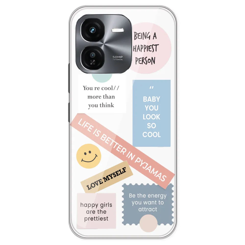 Be Happy - Clear Printed Silicone Case For IQOO Z9X