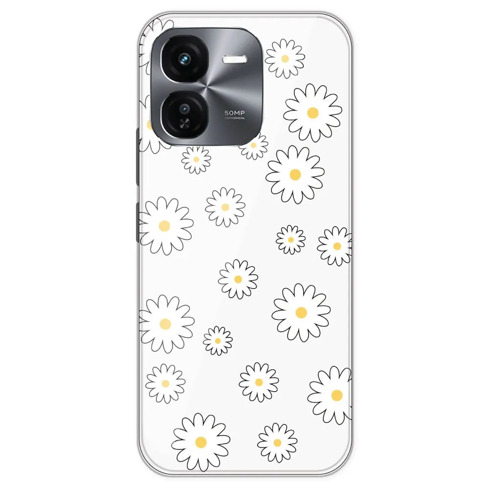 White Flowers - Clear Printed Silicone Case For IQOO Z9X