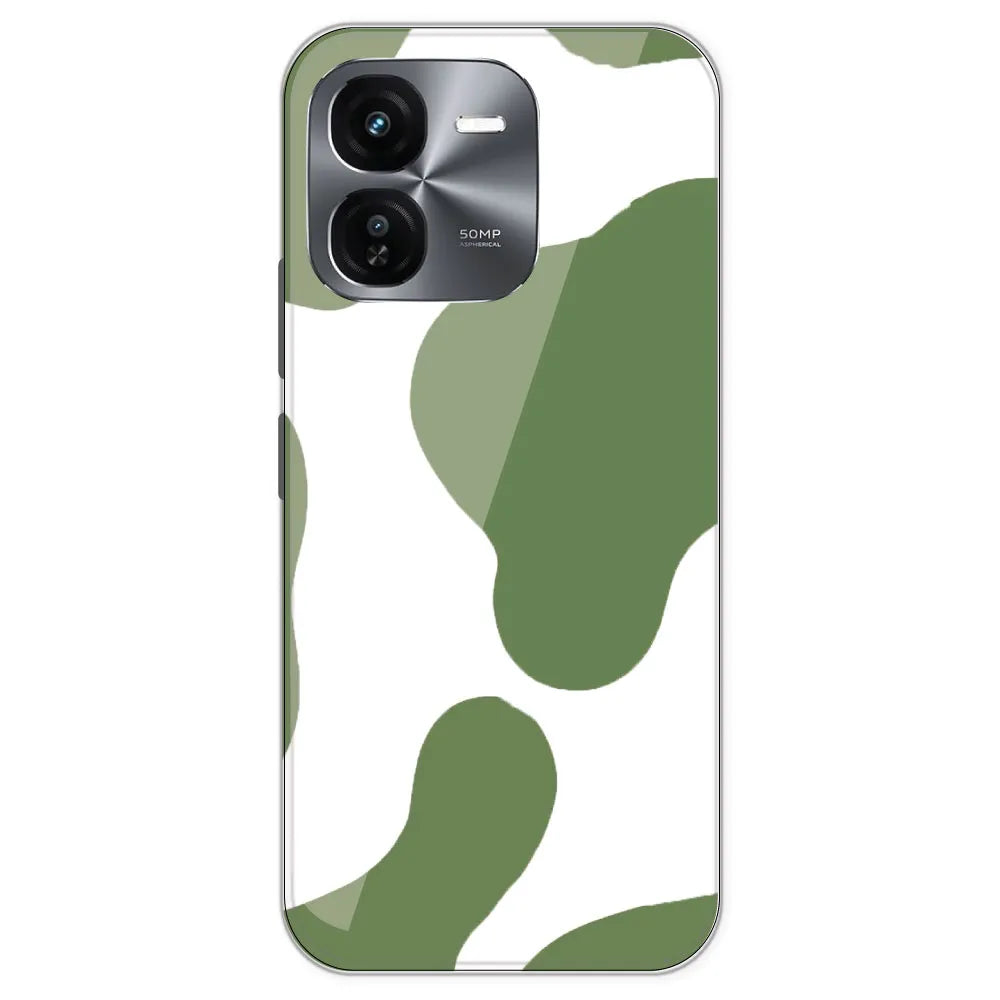 Olive Green Cow Print - Clear Printed Silicone Case For IQOO Z9X