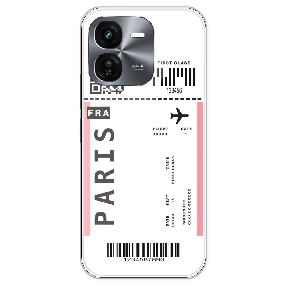Paris Ticket - Clear Printed Silicone Case For IQOO Z9X