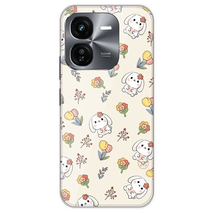 Cute Bunny And Flowers- Printed Silicone Case For IQOO Z9X