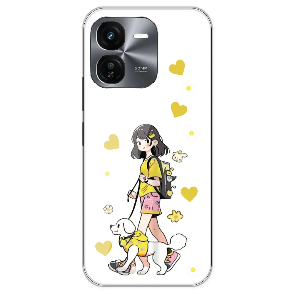 Yellow Girl And Dog - Clear Printed Silicone Case For IQOO Z9X