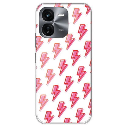 Pink Lightning Bolts - Clear Printed Silicone Case For IQOO Z9X