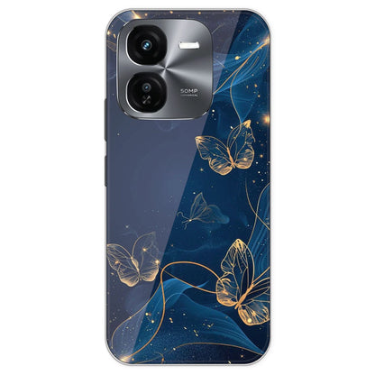 Blue With Gold Butterflies - Printed Silicone Case For IQOO Z9X