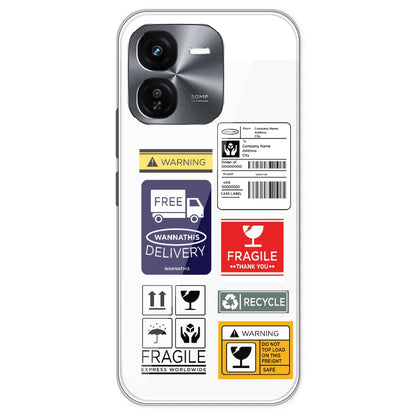 Caution Labels - Clear Printed Silicone Case For IQOO Z9X