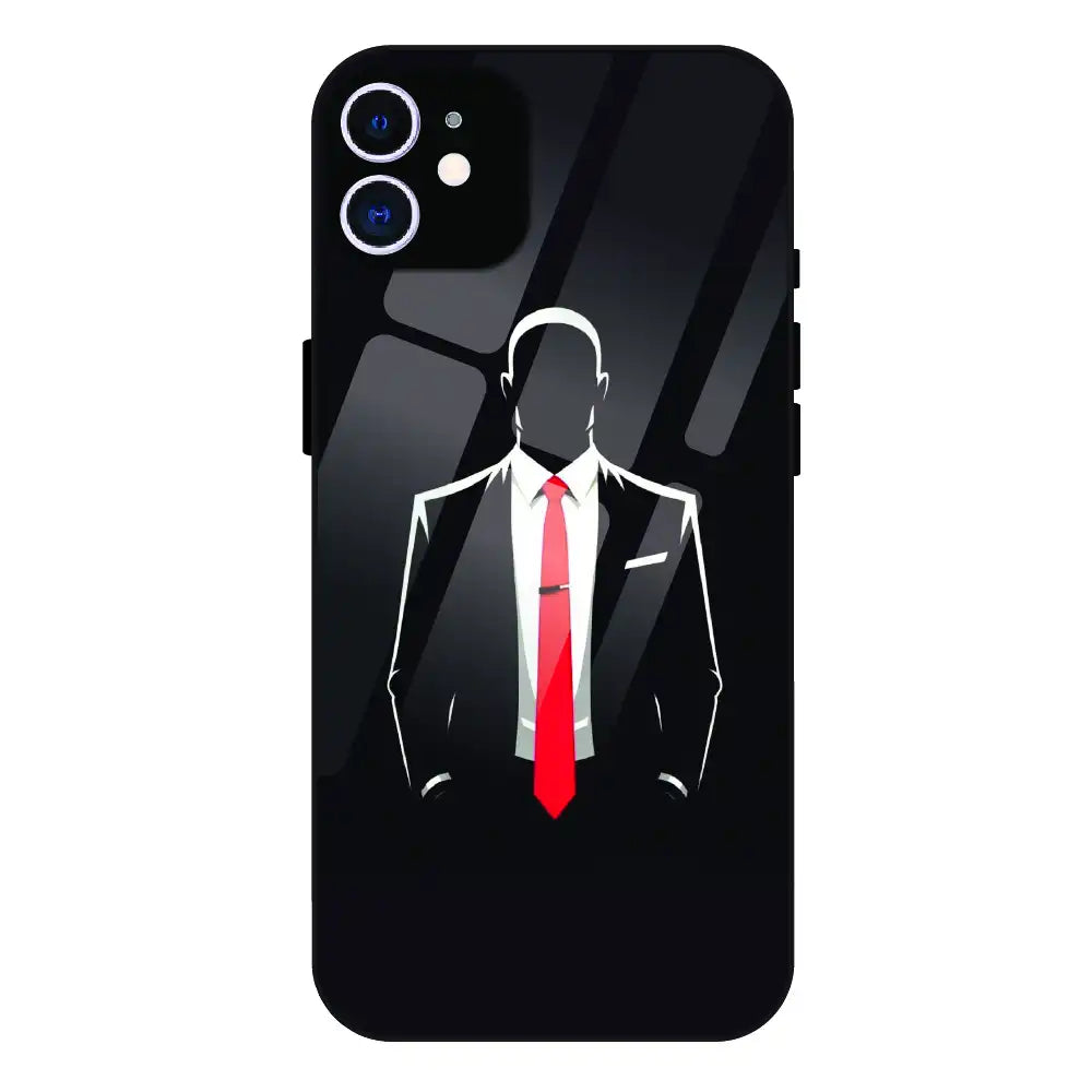 Red Tie Silhouette - Glass Case For Apple iPhone 11
