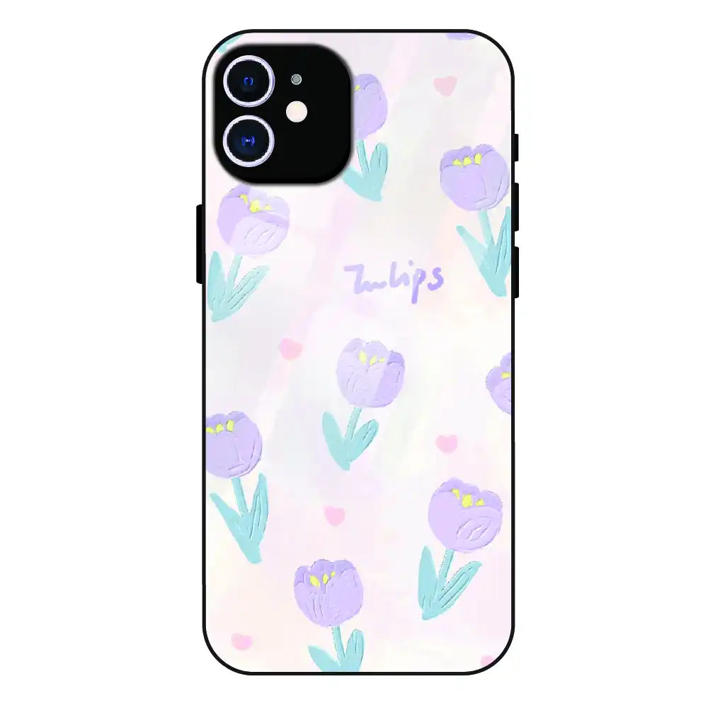 Pastel Tulip Floral - Glass Case For Apple iPhone 11