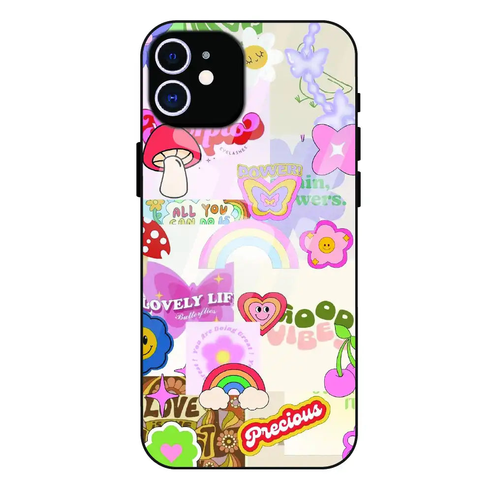 Kawaii Sticker Pop - Glass Case For Apple iPhone 11