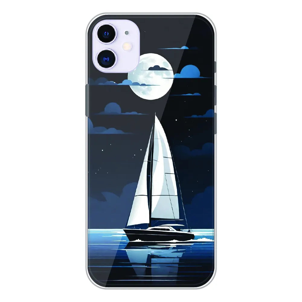Moonlight Sailboat - Printed Silicone Case For Apple iPhone 11