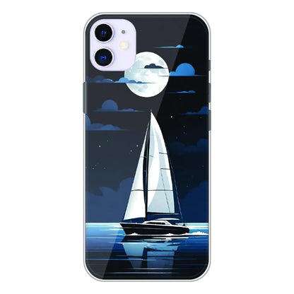 Moonlight Sailboat - Printed Silicone Case For Apple iPhone 11