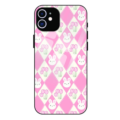 Pink Bunny Argyle - Glass Case For Apple iPhone 11