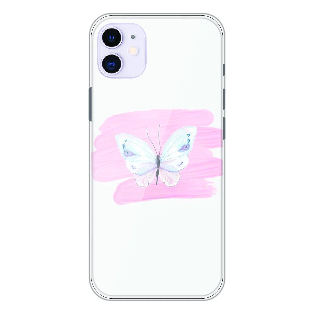 Minimal Butterfly Blush Art - Printed Silicone Case For Apple iPhone 11