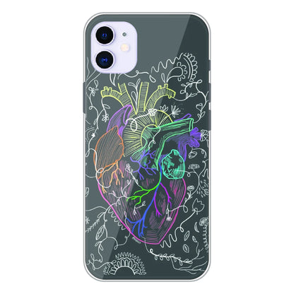 Anatomical Heart Line Art - Printed Silicone Case For Apple iPhone 11