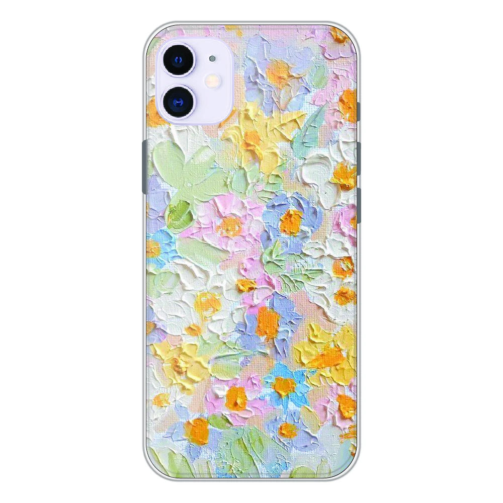 Pastel Floral Oil Paint - Printed Silicone Case For Apple iPhone 11