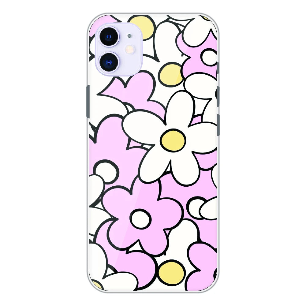 Pink Daisy Floral Pop - Printed Silicone Case For Apple iPhone 11