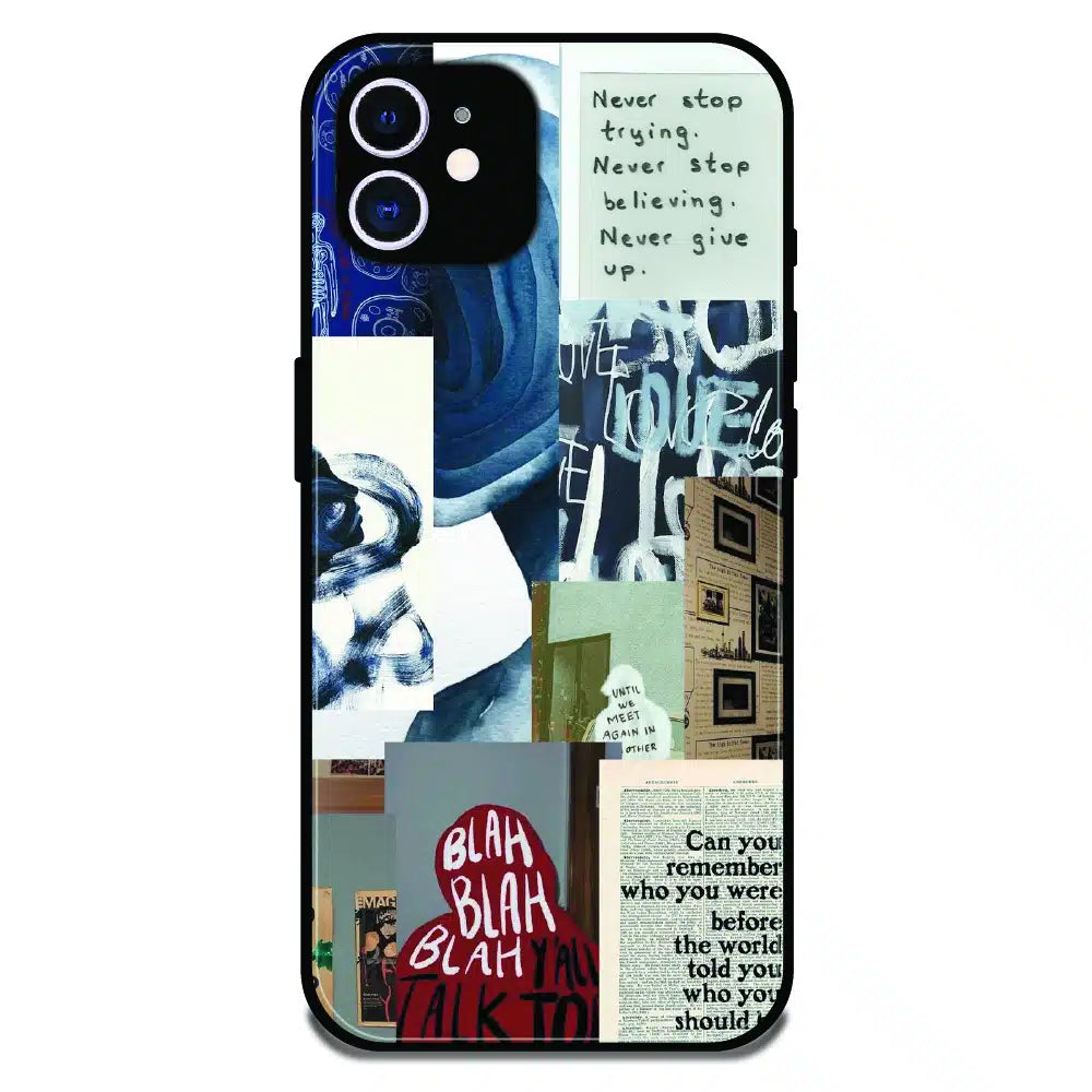 Blue Motivational Collage - Glossy Metal Silicone Case For Apple iPhone 11