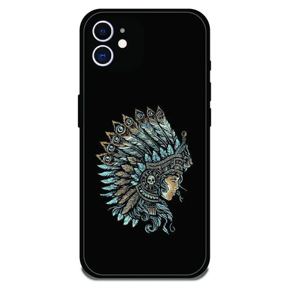 Tribal Warrior Feather Headdress - Glossy Metal Silicone Case For Apple iPhone 11