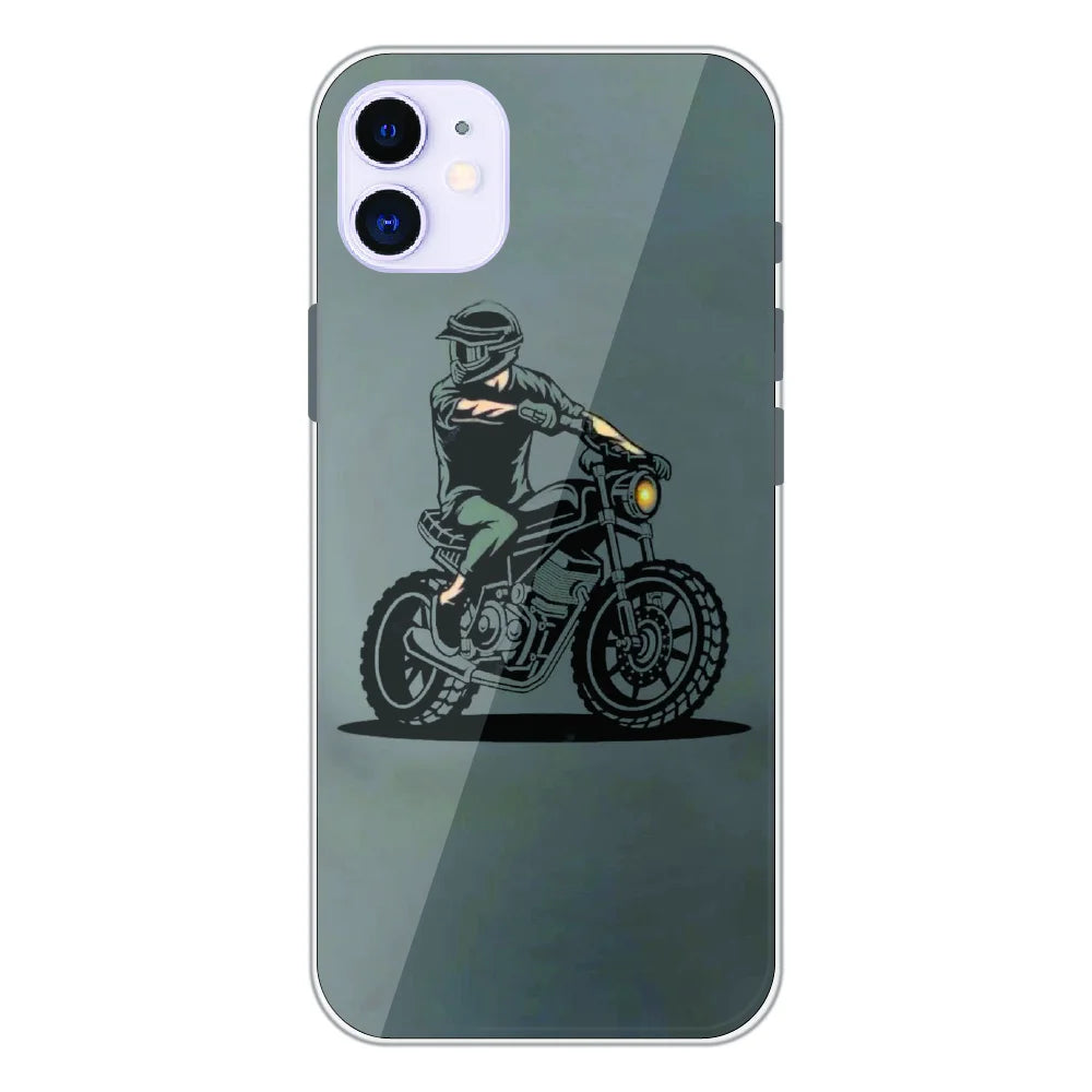 Vintage Biker Rider Art - Printed Silicone Case For Apple iPhone 11