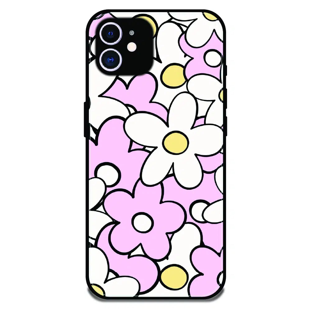 Pink Daisy Floral Pop - Glossy Metal Silicone Case For Apple iPhone 11