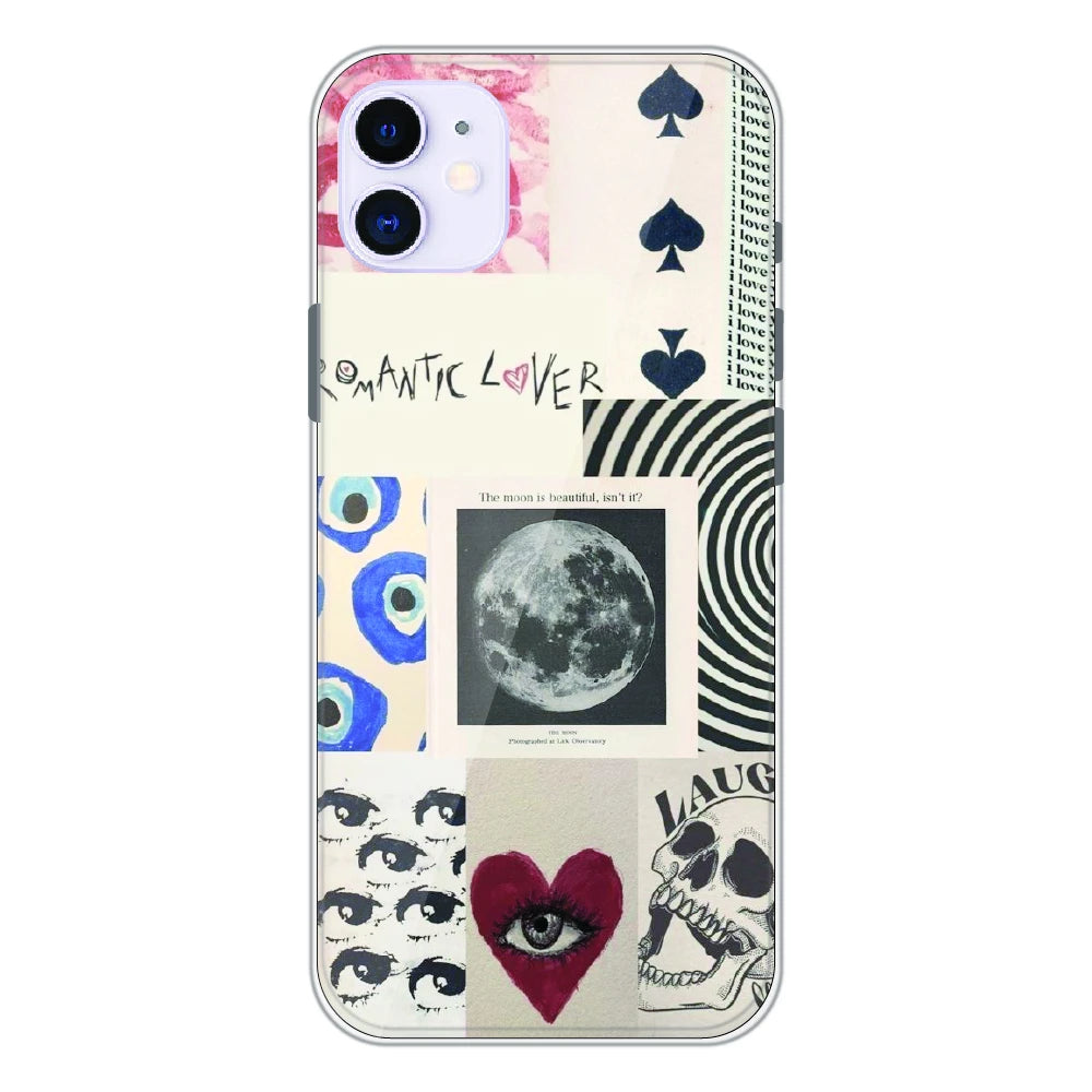 Romantic Art Collage - Printed Silicone Case For Apple iPhone 11