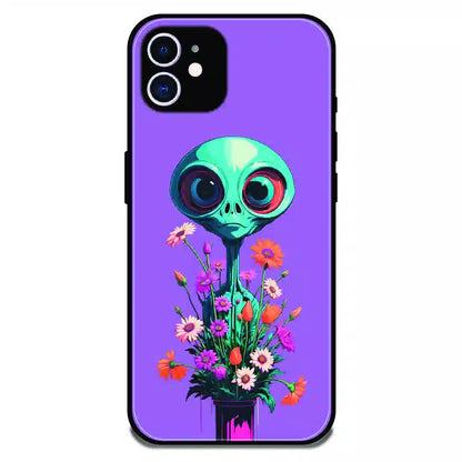 Floral Alien Fantasy - Glossy Metal Silicone Case For Apple iPhone 11