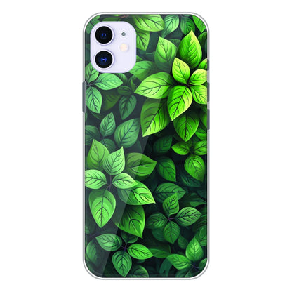 Lush Green Leaf Pattern - Printed Silicone Case For Apple iPhone 11