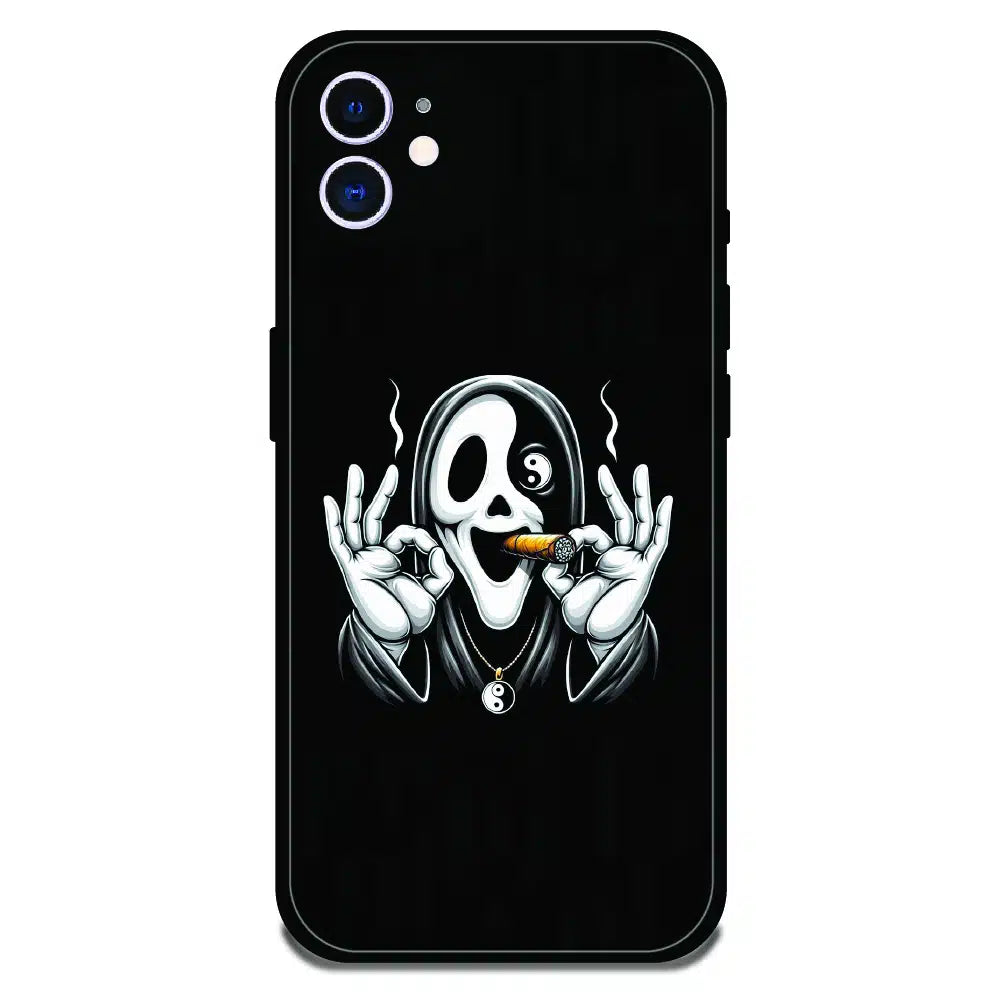 Smoky Skull Chill - Glossy Metal Silicone Case For Apple iPhone 11