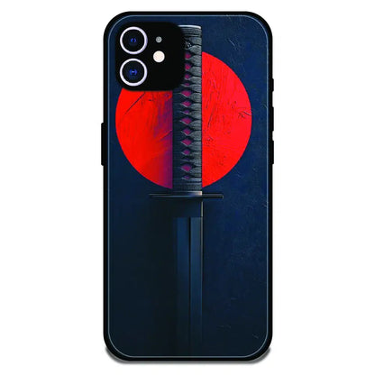 Katana Minimal Japanese Aesthetic - Glossy Metal Silicone Case For Apple iPhone 11