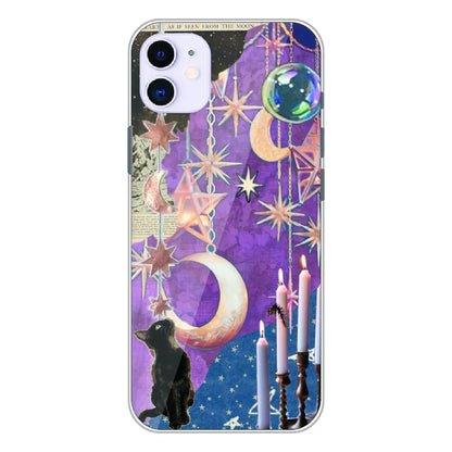 Celestial Moon Cat Art - Printed Silicone Case For Apple iPhone 11